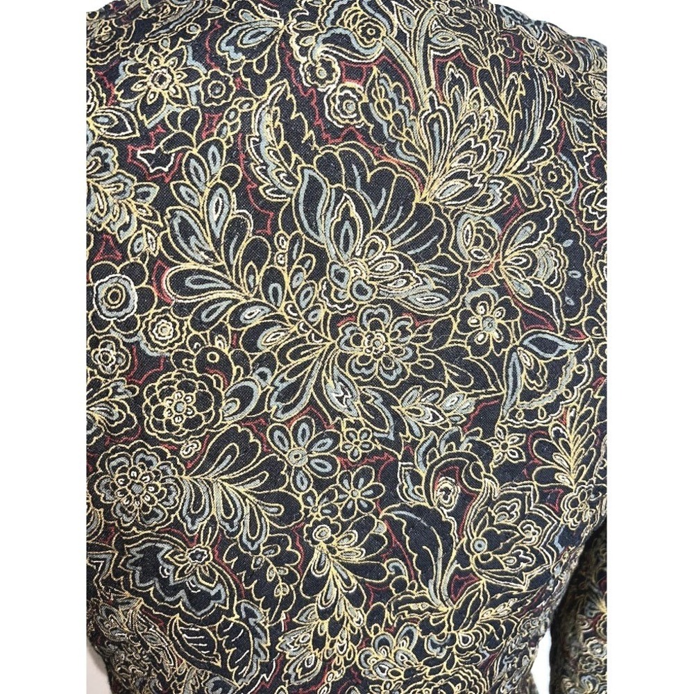Vintage Quilted Cropped Jacket Black Gold Floral Paisley Tapestry Size 6 - Picture 8 of 12